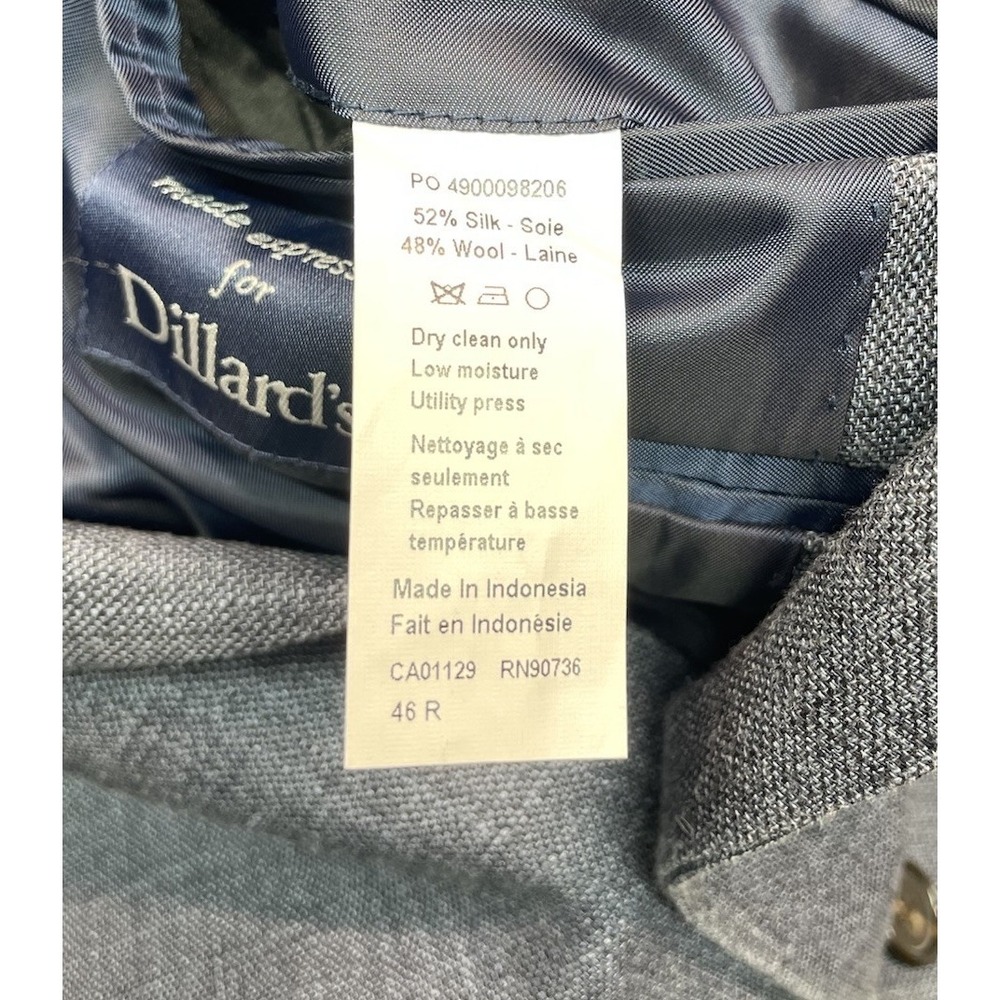 Ralph Lauren Silk Blazer Jacket 46R Wool Blue Plaid Single Breasted Vented EUC - Picture 14 of 14